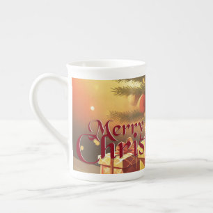 Tasse En Porcelaine Sapin de Noël avec des cadeaux dorés