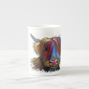 Tasse En Porcelaine Scottish Highland Cow ' PODGER ' par Shirley M