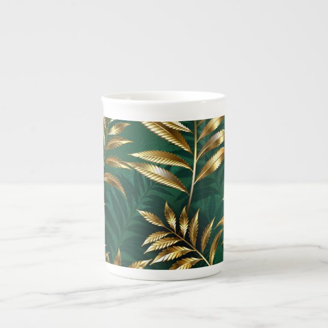 Tasse En Porcelaine Seamless pattern with golden ferns (Devant)