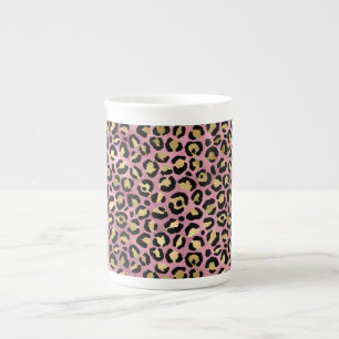 Tasse En Porcelaine Série de design Léopard Rose et Or 15