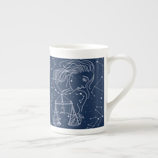 Tasse En Porcelaine Signe de zodiaque de Balance (Droite)