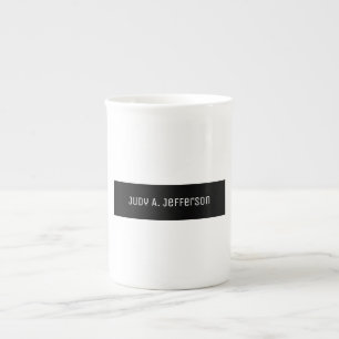Tasse En Porcelaine Simple classique minimaliste noir & blanc élégant