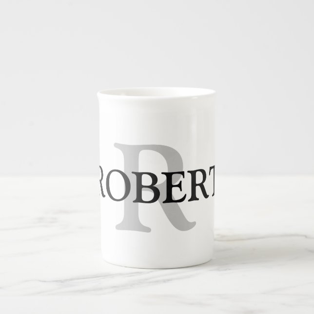Tasse En Porcelaine simple minimum ajouter votre nom MONOGRAM GROOMSME (Devant)