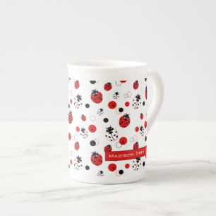 Tasse En Porcelaine Simple Motif Ladybug rouge, noir et blanc