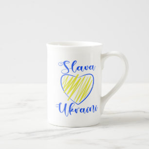 Tasse En Porcelaine Slogan Slava Ukraïni Gloire à l'Ukraine cœur  