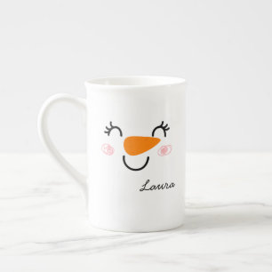 Tasse En Porcelaine Smiley mignon Snowman visage avec message