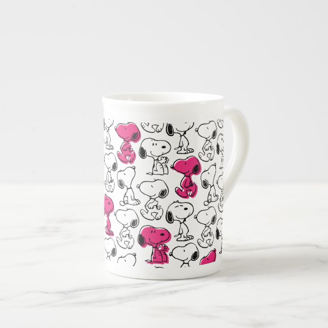 Tasse En Porcelaine Snoopy Black & Magenta Motif (Devant droit)