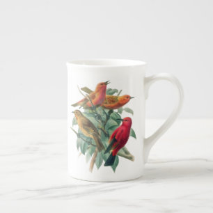 Tasse En Porcelaine Songbirds colorés et Feuilles verts