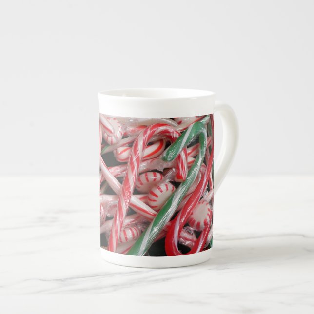 Tasse En Porcelaine Sucres de canne et menthe de Noël (Devant droit)