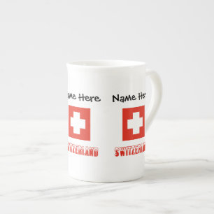 Tasse En Porcelaine Suisse et drapeau suisse Personnalisé