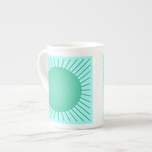 Tasse En Porcelaine Sunburst géométrique moderne - Aqua et Seafoam Gre