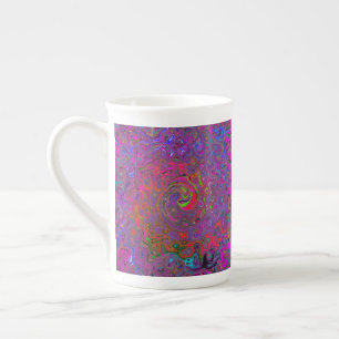 Tasse En Porcelaine Super psychédélique Magenta Retro Liquide Swirl