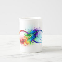Symbole d'infini avec plume arc-en-ciel