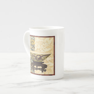 Tasse En Porcelaine Tapisserie asiatique avec bol et design dragon