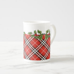 Tasse En Porcelaine Tasse de Noël de porcelaine tendre de plaid et de