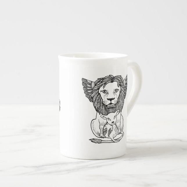 Tasse En Porcelaine Tasse de porcelaine tendre de lion et de fuite (Devant droit)
