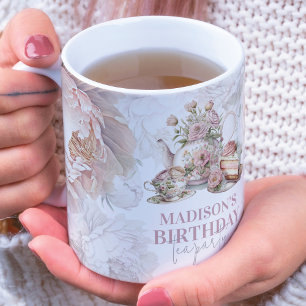 Tasse En Porcelaine Tea Party d'anniversaire personnalisé
