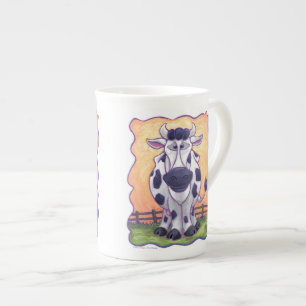 Tasse En Porcelaine Têtes de vache mignonnes et Queues de cacao chaud 