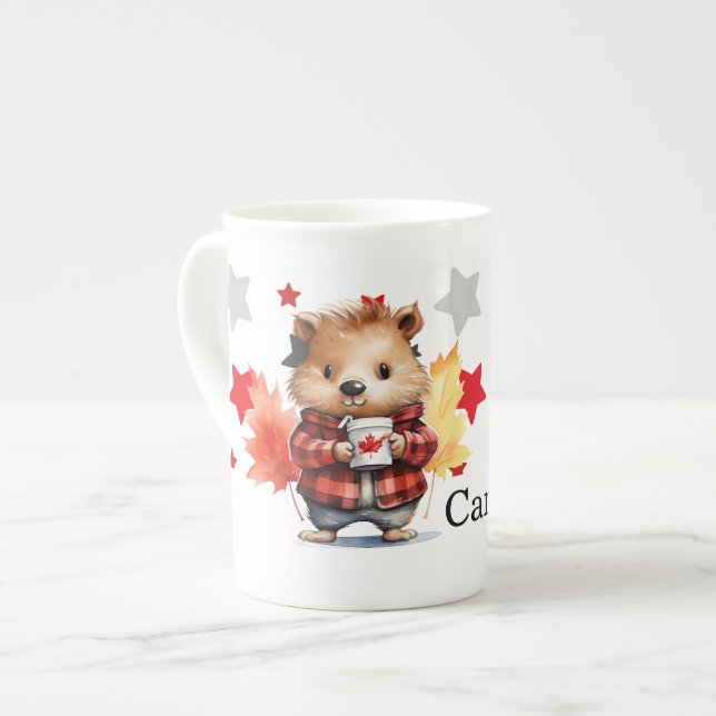 Tasse En Porcelaine Thème de la fête du Canada (Devant gauche)