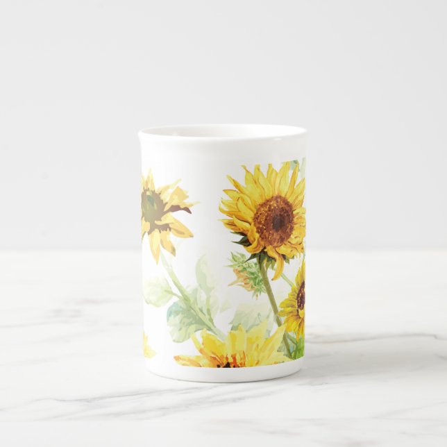 Tasse En Porcelaine Tournesol aquarelle (Devant)