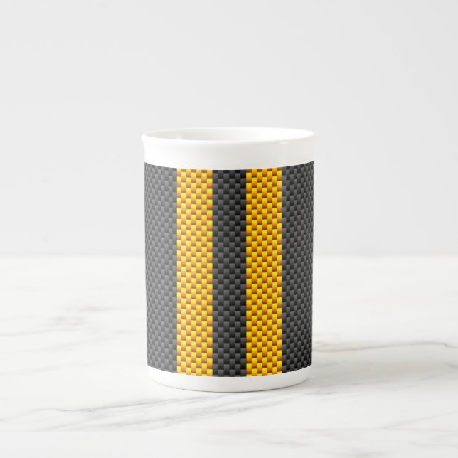 Tasse En Porcelaine Traffic yellow racing stripes carbon style fiber (Devant)