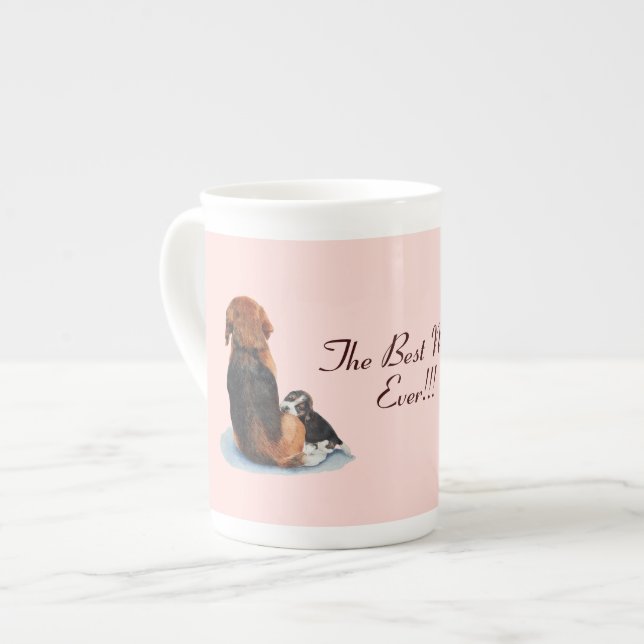 Tasse En Porcelaine très mignon chiot beagle avec maman chien (Devant gauche)