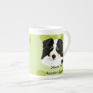 Tasse En Porcelaine Tri conception verte de feuille de ~Black