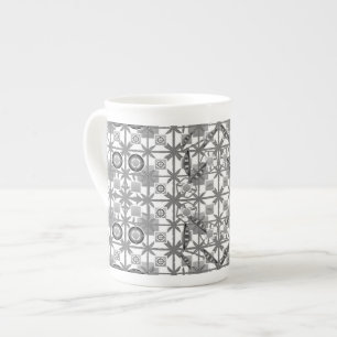 Tasse En Porcelaine Tribal Batik - gris / gris, noir et blanc