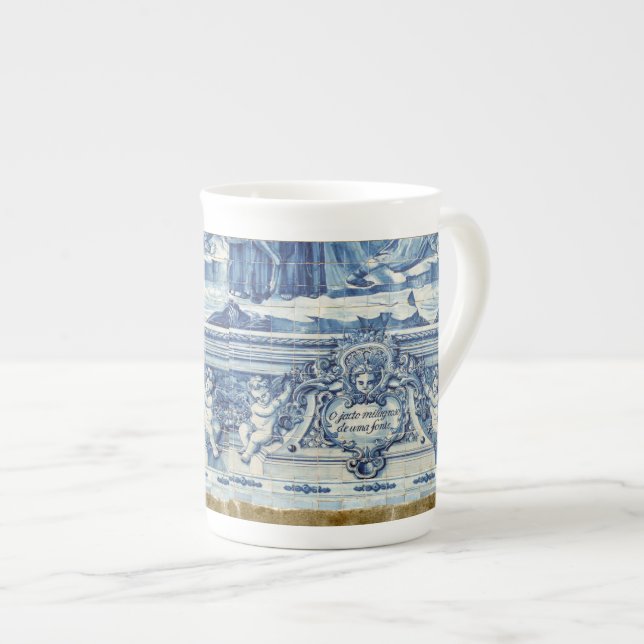 Tasse En Porcelaine Tuiles murales portugaises bleues et blanches avec (Devant droit)