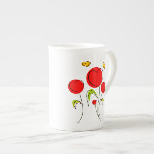 Tasse En Porcelaine Tulipes cardiaques - Bougs spécialisés