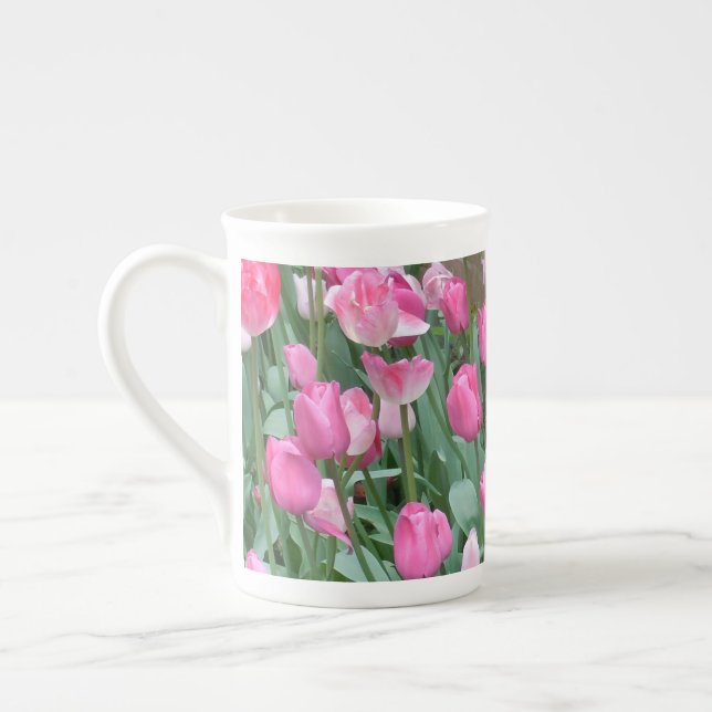 Tasse En Porcelaine Tulipes roses (Gauche)