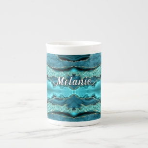 Tasse En Porcelaine Turquoise Blue Gold Parties scintillant Aqua Turqu