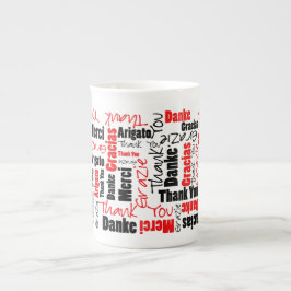 Tasse En Porcelaine Typographie "Merci" rouge multilingue