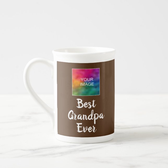 Tasse En Porcelaine Typographie Modèle moderne Brown Meilleur Grand-Pè (Gauche)