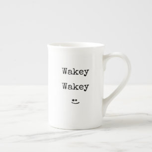 Tasse En Porcelaine Typographie noire Phrase Wakey Wakey