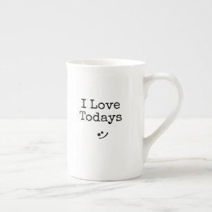 Tasse En Porcelaine Typographie noire simple J'aime aujourd'hui