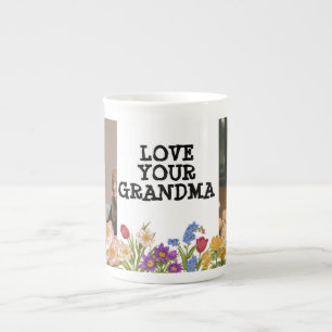 Tasse En Porcelaine Un collage photo moderne pour grand-mère