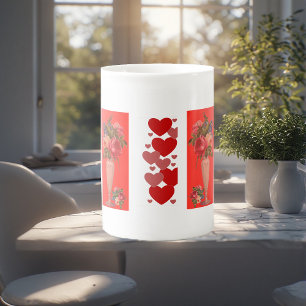 Tasse En Porcelaine Valentines Jour Balayer Coeur Romantique Vase Rose