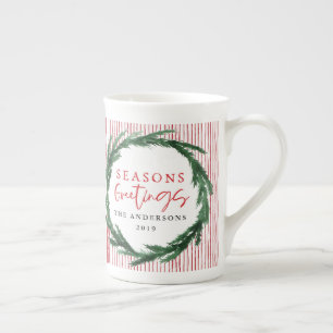 Tasse En Porcelaine Verraie d'aquarelle + cadeau de Noël rayé