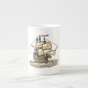 Tasse En Porcelaine Vieux voilier en bois