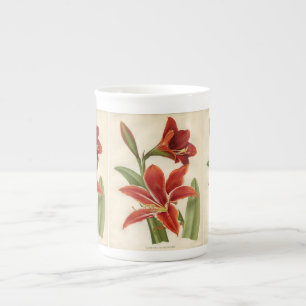 Tasse En Porcelaine Vintage Red Amaryllis Christmas Cadeau Mug