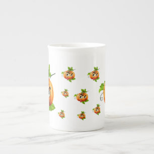 Tasse En Porcelaine Visage de Citrouille drôle d'Halloween