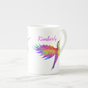 Tasse En Porcelaine Voler Colibri Nom personnalisé Os Chine Mug