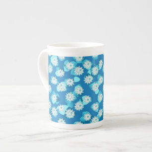 Tasse En Porcelaine Water Lily motif, turquoise, bleu et blanc