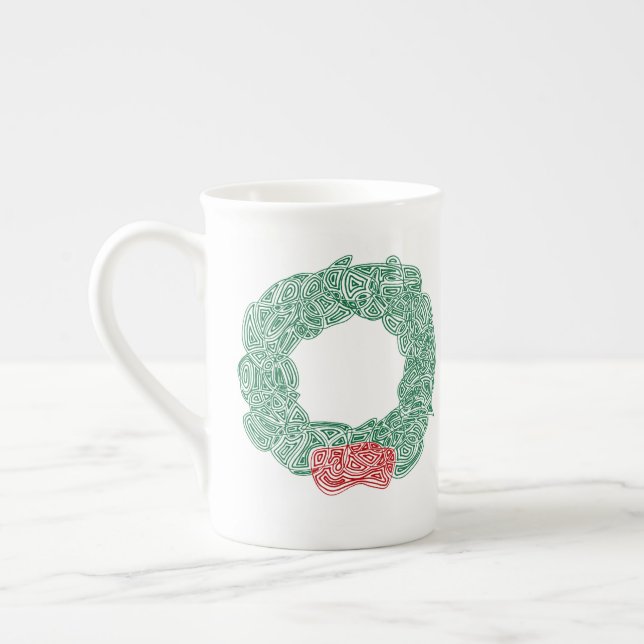 Tasse En Porcelaine Wreath de Noël (Gauche)