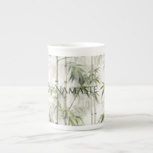 Tasse En Porcelaine Yoga de pleine conscience en bambou vert