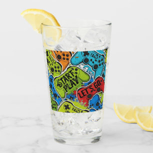 Tasse en verre à motif de joueur
