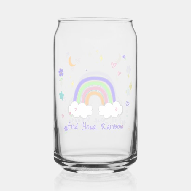 Tasse en verre Arc-en-ciel pastel (Recto)