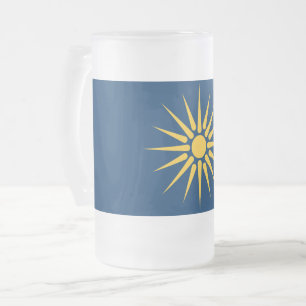 Tasse en verre dépoli avec le drapeau de Macédoine