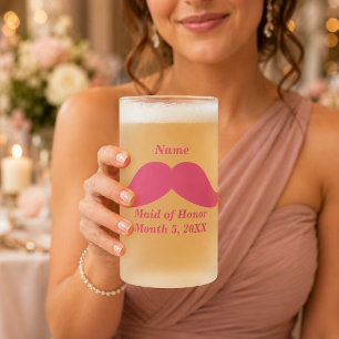 Tasse en verre dépoli avec moustache rose Demoisel